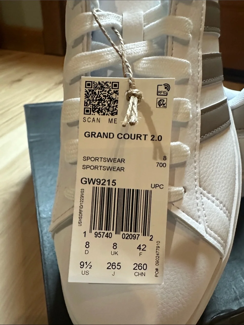 adidas White Sneakers with Gray Stripes